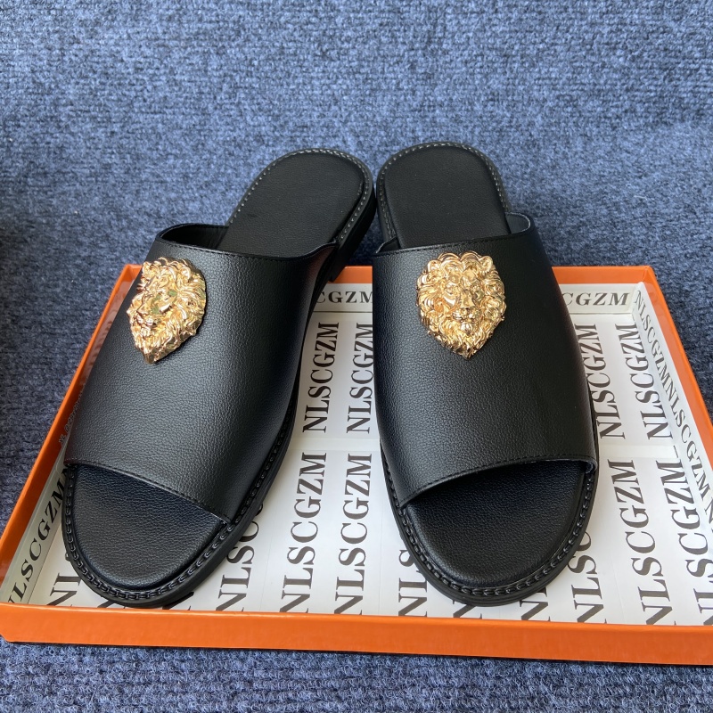 Luxury Lifestyle Men - Chaussures originales marque pantoufles noires pour